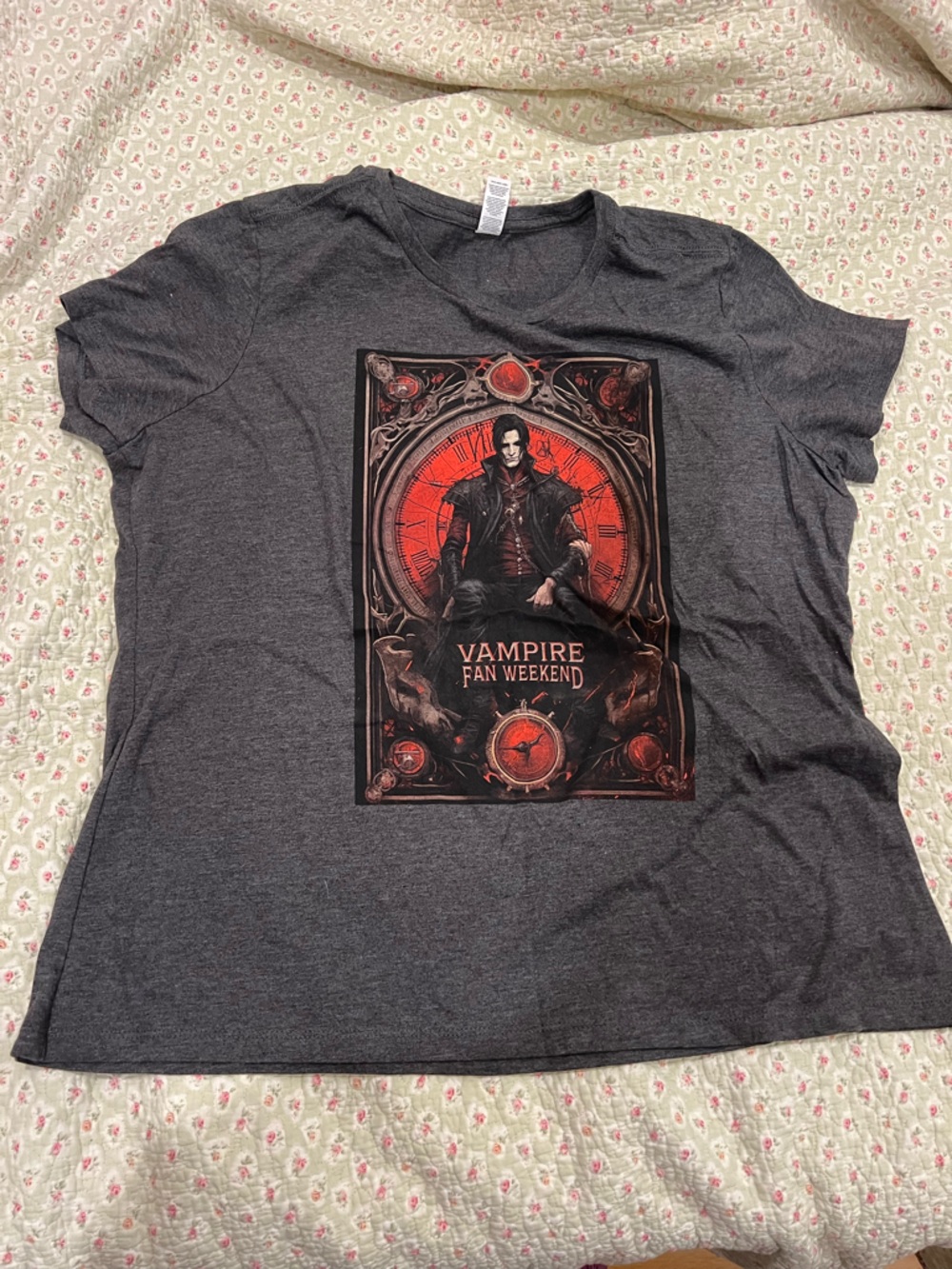 Vampire Fan Weekend Graphic Tee - Charcoal with Red Artwork